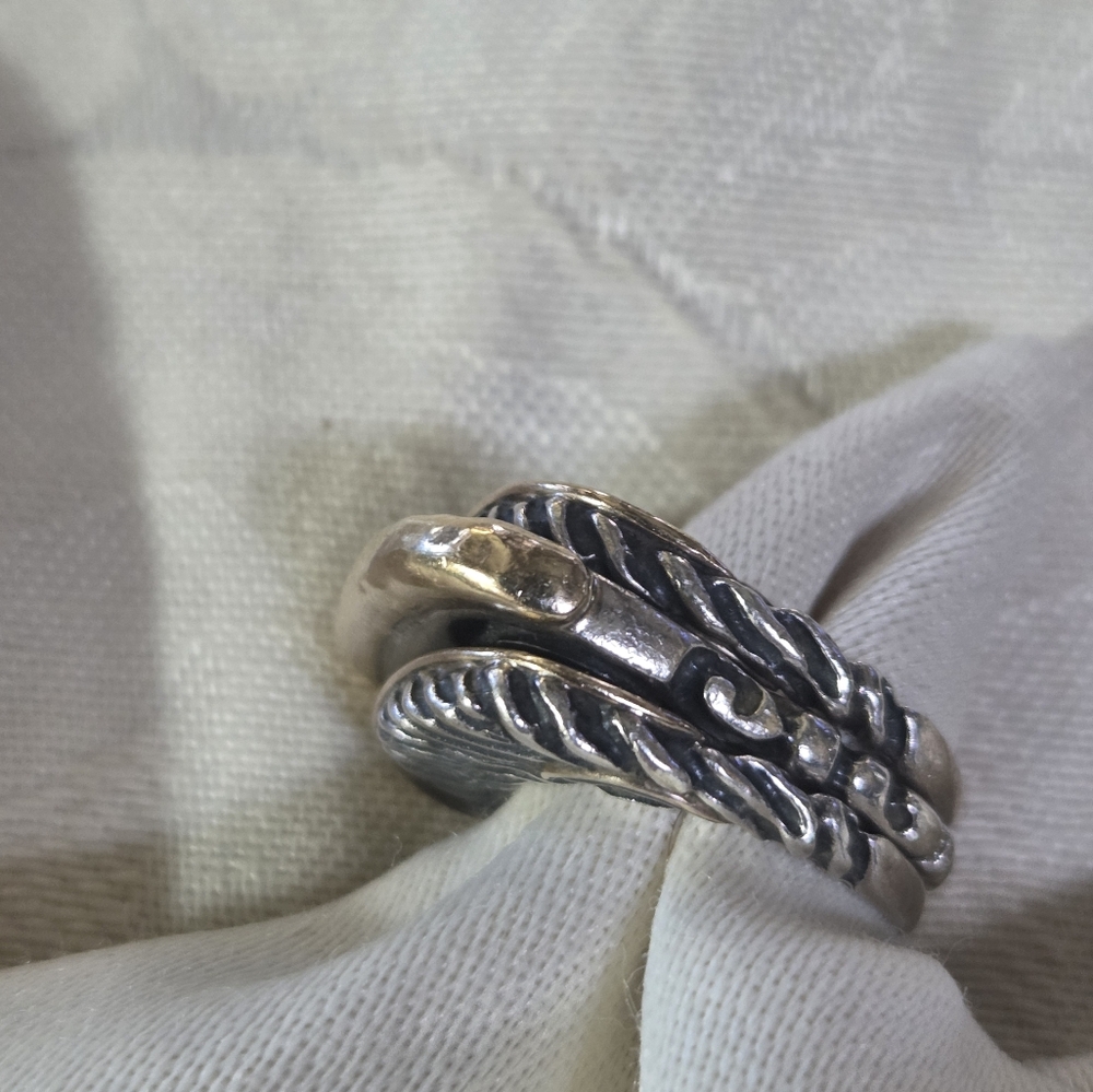 Dian Malouf Set of 3 Stack Rings, SS & 14k, Size 5.25 - Picture 7 of 16